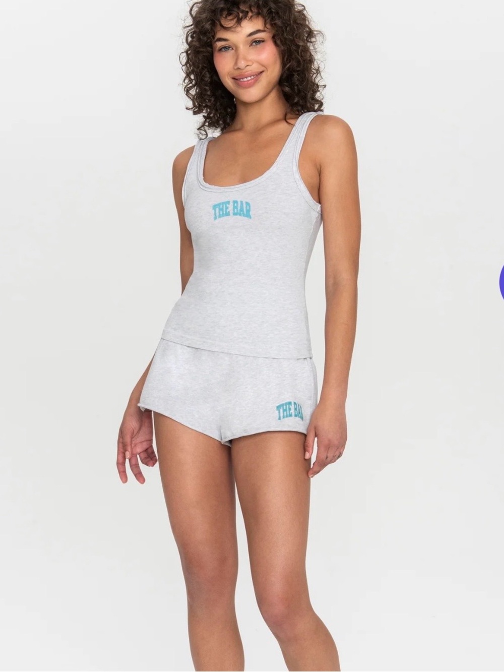 The Bar TEE SHORTS LT HEATHER GREY/TEAL XXL